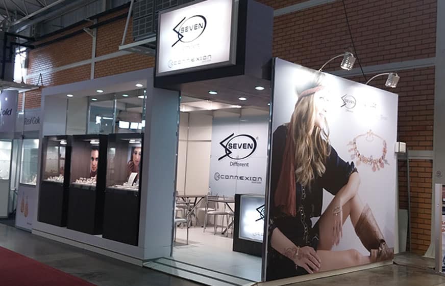 Estande da Seven Jóias montado pela LX BR na AJORSUL 2015, em Gramado-RS