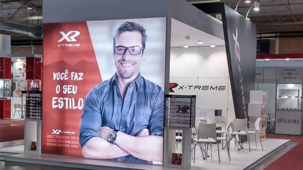 Estande da X-TREME montado pela LX BR na feira AJORSUL 2015, em Gramado-RS