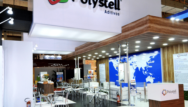 Estande da Polystell montado pela LX BR na feira Feiplar Composites & Feipur 2016