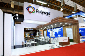Vista do estande da Polystell na Feiplar Composites & Feipur 2016, montagem LX BR