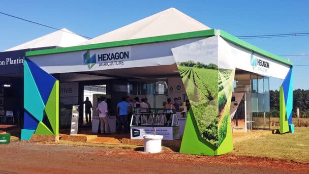 Estande da Hexagon montado pela LX BR na Agrishow 2016, em Ribeirão Preto-SP