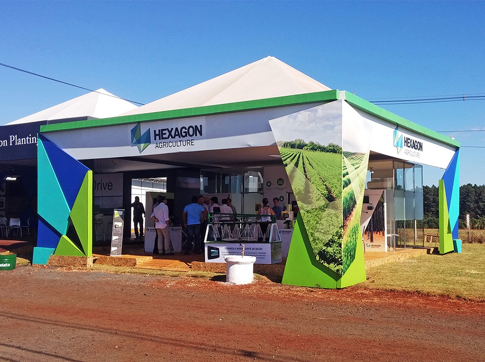 Estande da Hexagon montado pela LX BR na Agrishow 2016, em Ribeirão Preto-SP