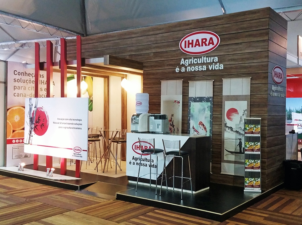 Estande da IHARA no espaço Coopercitrus na Agrishow 2016, em Ribeirão Preto-SP, montado pela LX BR