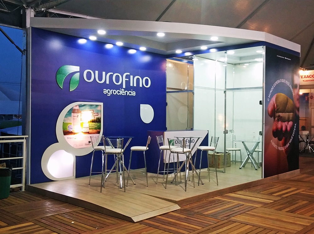 Estande da Ourofino montado pela LX BR na Agrishow 2016, em Ribeirão Preto-SP