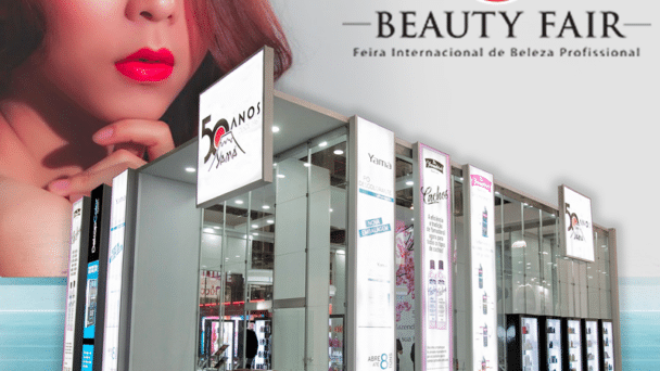 Estande da Yamá Cosméticos montado pela LX BR na Beauty Fair 2017, em São Paulo