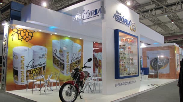 Estande da Astória Papéis montado pela LX BR na Expoagas 2014, em Porto Alegre-RS