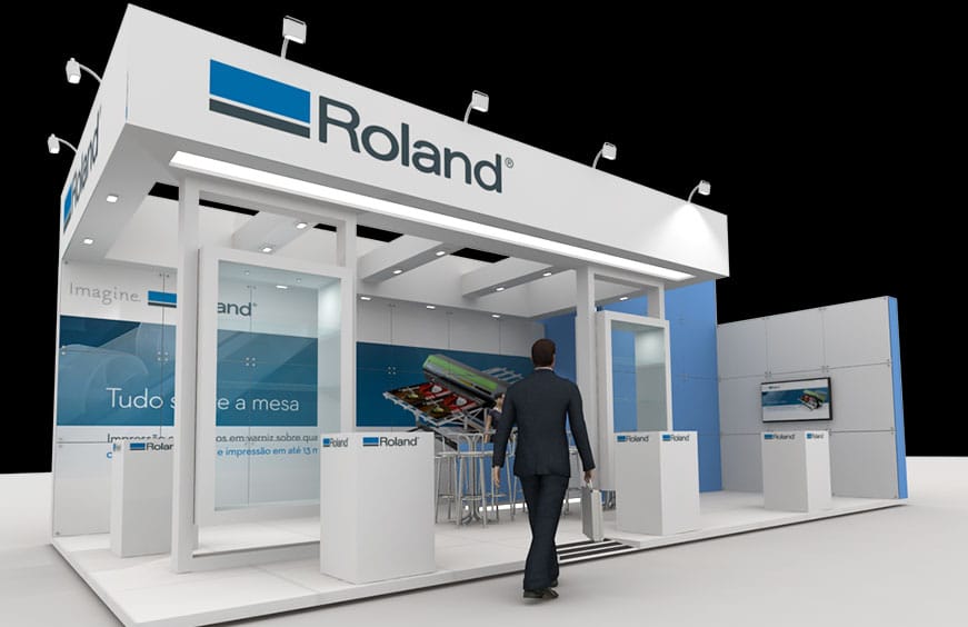 Estande da Roland DG na FIMEC 2015, em Novo Hamburgo-RS, montado pela Laux Brasil