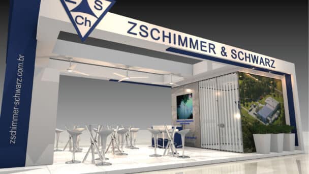 Estande da Zschimmer & Schwarz montado pela LX BR na FIMEC 2015, em Novo Hamburgo-RS