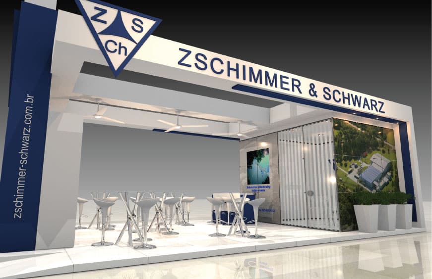 Estande da Zschimmer & Schwarz montado pela LX BR na FIMEC 2015, em Novo Hamburgo-RS